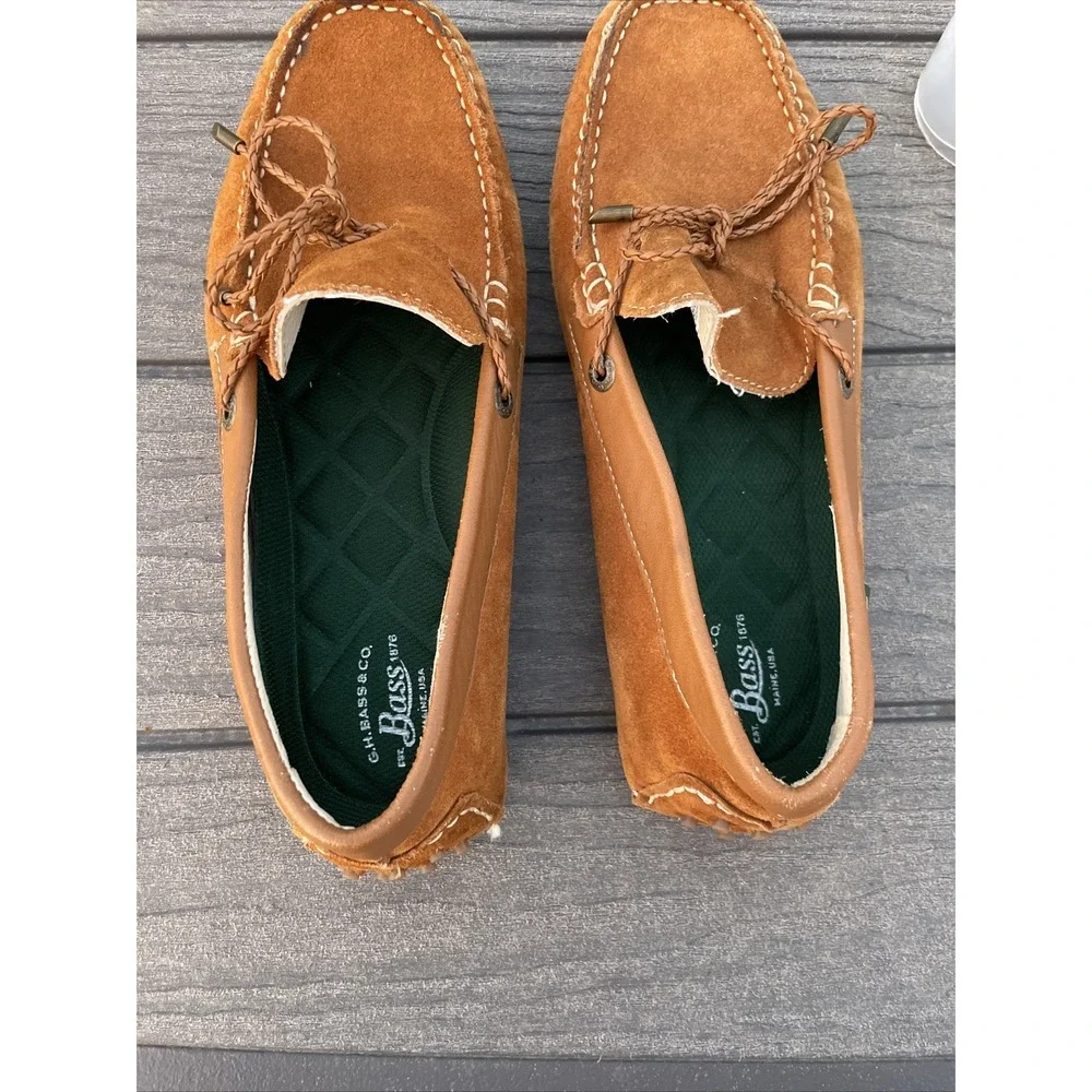 GH Bass Men's Slippers Size‎ 8 Brown Leather Moccasins House Shoes
